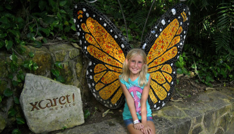 Maia Healy at XCaret as a true butterfly