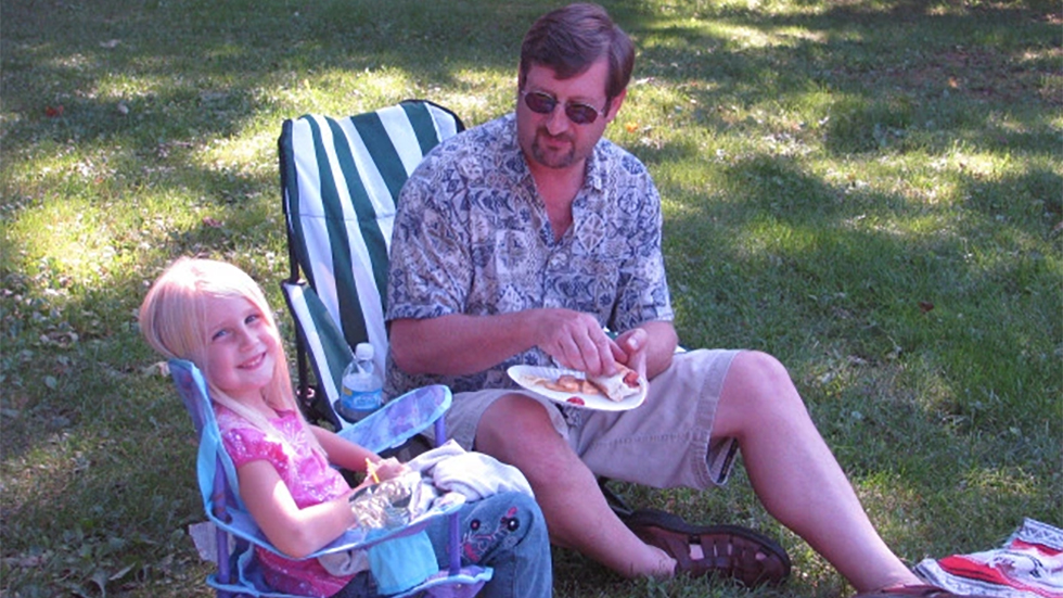Maia and her Dad at Defender Industries annual picnic.