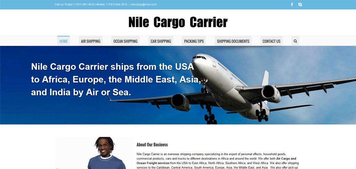 Graphic for Nile Cargo Carrier website design and maintenance.