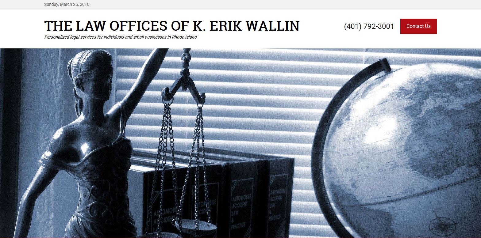 Graphic of website home page for the Offices of K. Erik Wallin